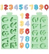 KALAIEN Number Silicone Mold, 2 Pack 3D Chocolate Molds Silicone Number 0-9, Number Cake Molds fo...