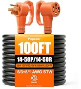 100 FT 50 Amp RV Extension Cord, Nema 14-50P to 14-50R, Flexible 4 Prong Heavy Duty RV Power Cord...