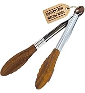 Boxiki Kitchen Tongs for Cooking with Wooden Tips - Nonstick Cooking Tongs &amp; Salad Tongs for Serv...