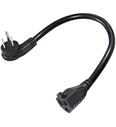 [1 Pack] 8inch Flat Plug Short Power Extension Cord - Black Low Profile Flat Plug Short 3 Prong G...