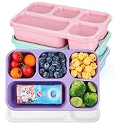 MaMix Bento Box Adult Snackle Boxes 4 Pack, 5 - Compartment Meal Prep Containers Reusable, Food S...
