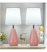 Small Bedside Table Lamp for Bedroom-Reading Desk Lamp Set of 2,with 3 Color Temperatures,15.5" N...