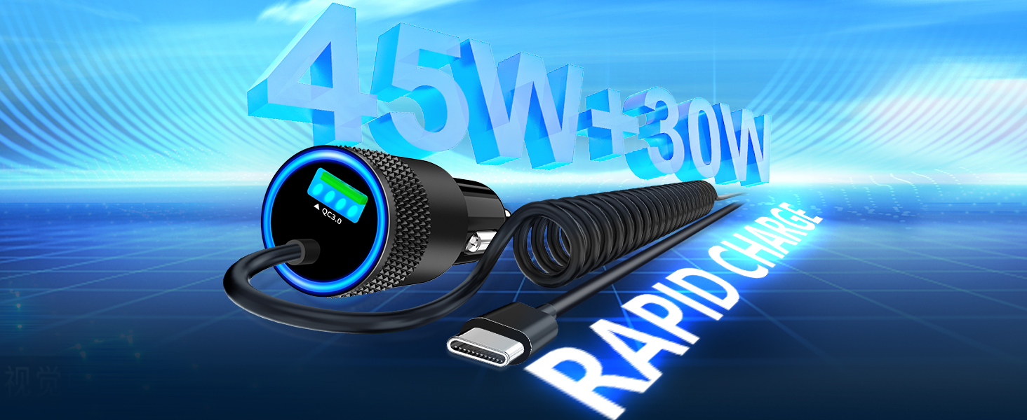 Apple MFi Certified 75W USB C PD+QC Car Power Cigarette Lighter iPhone 17 Car Charger Fast Charging