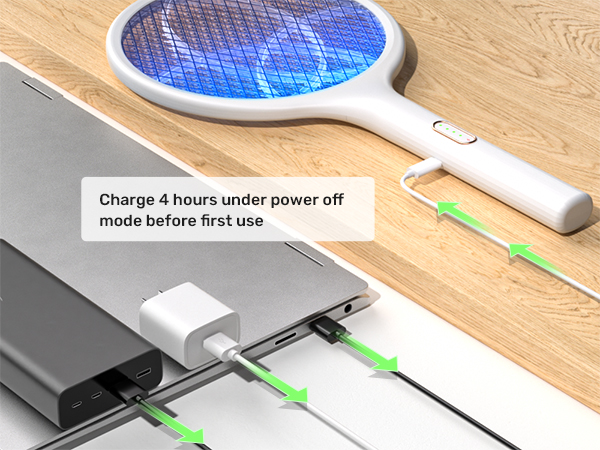 Electric Fly Swatter 4000V Bug Zapper Racket Dual Modes Mosquito Killer