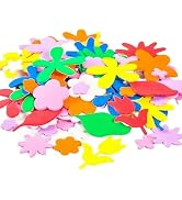 100-Piece Reusable Foam Stickers Set - Assorted Flowers Shapes for DIY Crafts, Classroom and Spri...