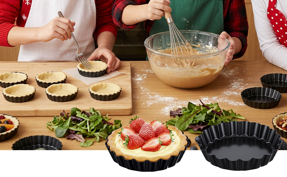 Mini Quiche Pans Mold Heavy Duty Fluted Side for Pies, Mousse Cakes, Dessert Baking