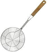 Vivicreate 7 Inch Stainless Steel Spider Strainer, Fine Mesh Strainers, Bamboo Handle, Premium St...