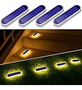Solar Step Lights Outdoor Waterproof LED, Warm White Solar Stair Lights Outdoor Mailbox Gutter Li...