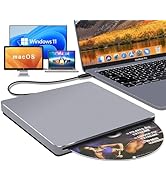 NOLYTH CD Drive External for Mac: USB C DVD Burner Player SuperDrive for Laptop Windows Apple Plu...