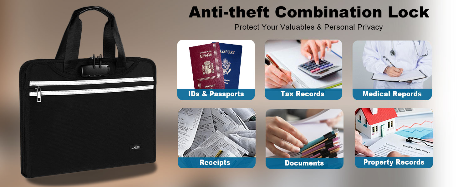 fire proof bag for documents folder organizer