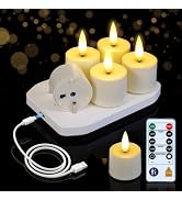 BEICHI 6Pack Rechargeable Tea Lights with Remote Timer,White Charging Base | Flameless LED Tealig...