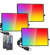 Onforu RGB LED Flood Light Outdoor, 25W Color Changing Stage Lights with Remote, 2700K Warm White...