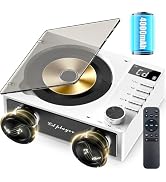 4000mAh Rechargeable CD Player with Bluetooth CD Player Wtih Dual Big Speakers,Retro CD Music Pla...