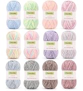Coopay Skinny Chenille Yarn for Crocheting and Knitting, 12 Pack of 50g/1.76oz Gradient Velvet Yarn