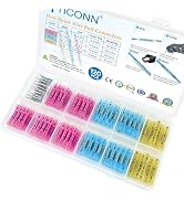 TICONN 120PCS Heat Shrink Connectors Kit, AWG 24 – 10 4 Sizes Splice, Insulated Waterpr...