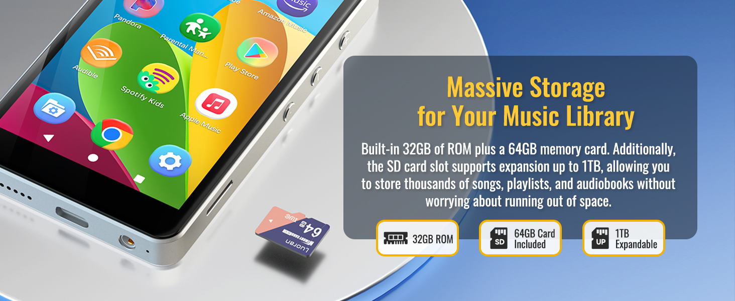 M4Pro MP3 Player for kids with Spotify