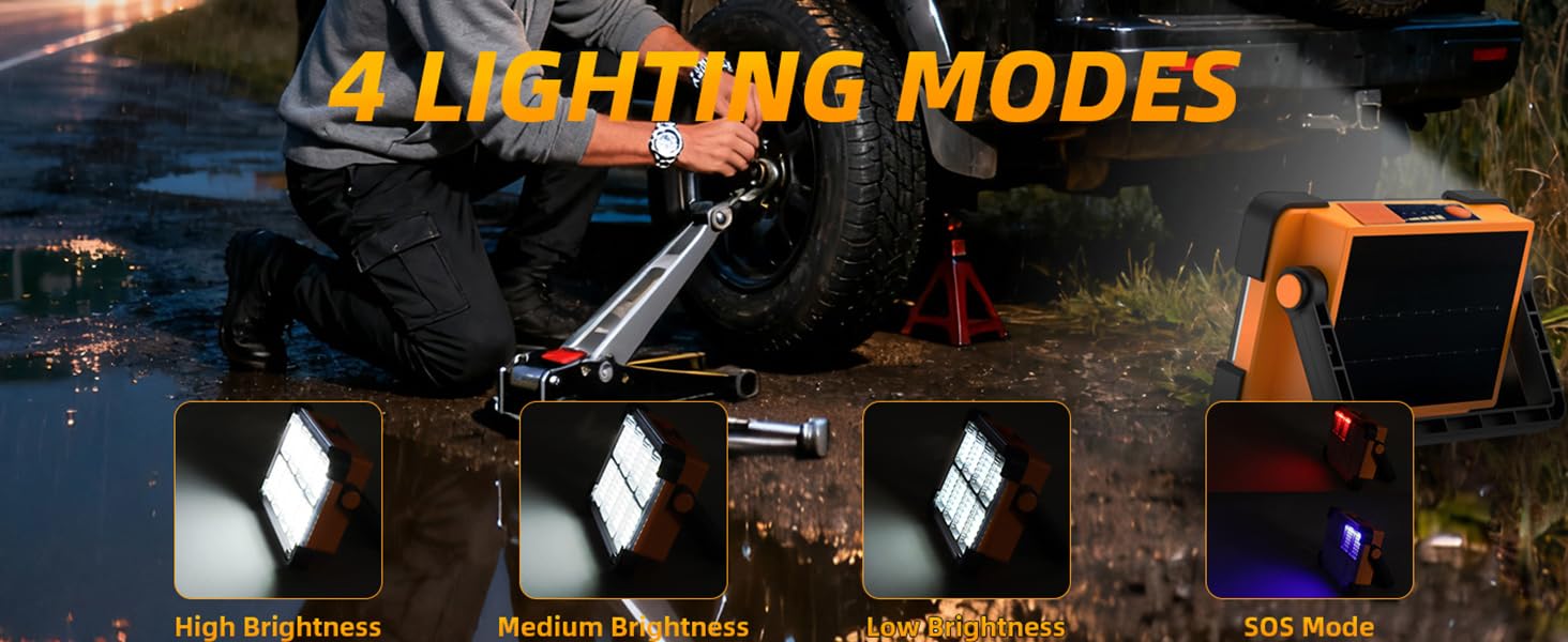 Four lighting modes work light high low medium SOS for off road car tire repair