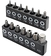 ROTATION 14-Piece Tamper Resistant Star Bits, Chrome Vanadium Steel, T5 - T40 Impact Grade Securi...