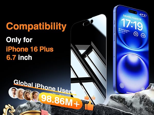 iphone 16 plus privacy screen protector