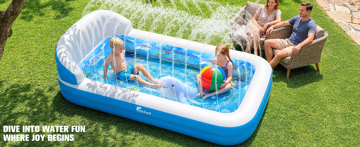 inflatable pool with sprinkler