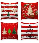 G128 Christmas Decoration Elegant Pine Spruce Waterproof Throw Pillow Covers | 18 x 18 in | Set o...