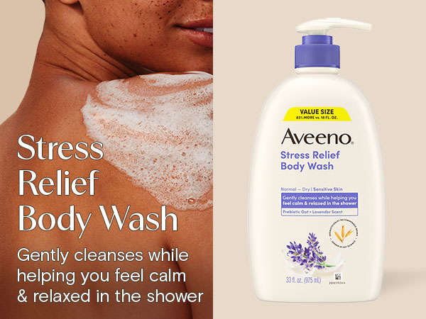 Stress relief body wash, gently cleanses while helping you feel calm and relaxed in the shower