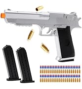 DaoDaoZhu Soft Bullet Toy Gun Shell Ejecting with 50 Bullets, Silver Toy Guns for Boys, Toy Pisto...