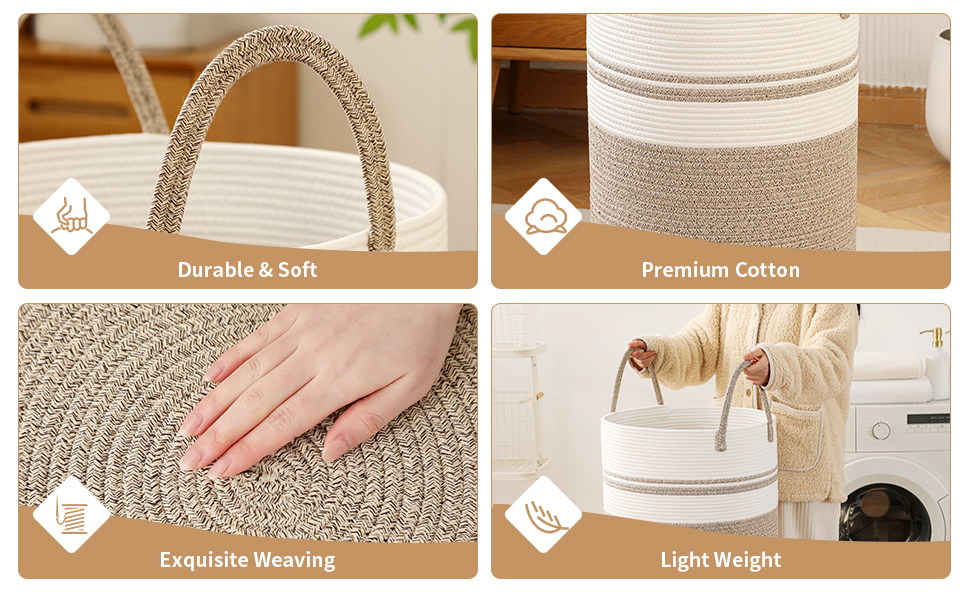 Laundry Baskets Hamper with Handles,Decorative Basket for Living room,Woven Storage Basket