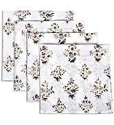 CPC Cloth Napkins Set of 4 Cotton Printed Dinner Hand Print Napkins I Wedding Cocktail Cloth Flor...
