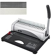 MYFULLY Comb Binding Machine, 21-Holes, 450 Sheets, Paper Punch Binder with Starter Kit 100 PCS P...