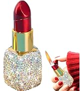 Cute Lipstick Lighter, Luxury Bling Rhinestone Soft Flame Refillable Butane Lighter with Adjust F...