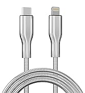 6.6ft metal braided usb-c to lightning cable, silver