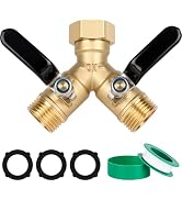 Dalmbox Garden Hose Splitter 2 Way, Brass Y Hose Connector With Long Handle Shut Off Valves, 3/4"...