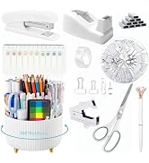 Office Supplies,White Desk Accessories,Office Supplies Set,Desk Organizer,Stapler,Tape Dispenser,...
