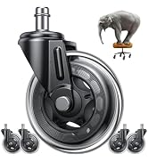 EMNT Office Chair Wheels Replacement, 3" Heavy Duty Rubber Caster Wheels for Hardwood Floors and ...