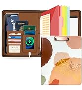 Ospelelf Leather Portfolio Folder, 3 Ring Binder with Storage clipboard, fits Letter Size Paper, ...
