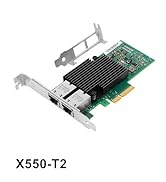 10Gb PCI-E NIC Network Card for Intel X550-T2, 1GbE/2.5GbE/5GbE/10GbE Copper Dual RJ45 Port, with...