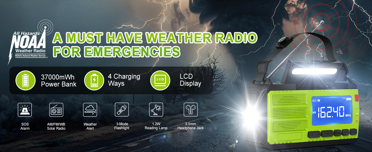 emergency radio hand crank solar weather radio
