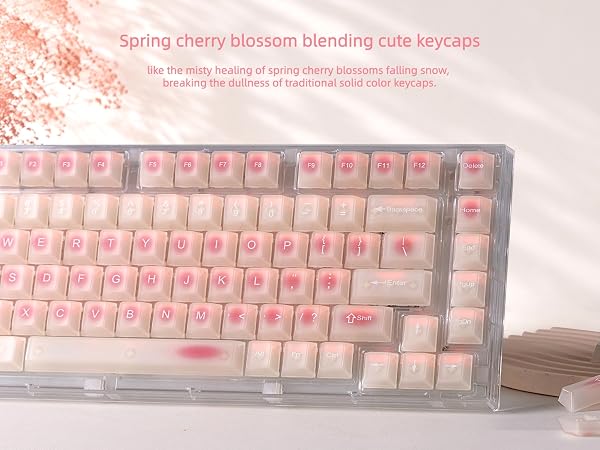 Beige Jade keycaps Clear, Translucent Jelly PC Key cap,Frost Shine Through Cherry profile keycap Set
