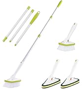 CQT 2 in 1 Bathroom Cleaning Brush with 48" Extendable Long Handle Detachable Scrub Brush with 2 ...