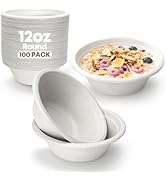 TaidMiao 12 oz paper bowl, microwave friendly and durable, biodegradable sugarcane fiber bowl for...