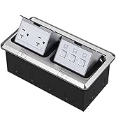 KYHSHJ Dual Pop-Up Floor Electrical Outlet Box Kit,20 Amp Stainless Steel TR Tamper-Resistant Dup...