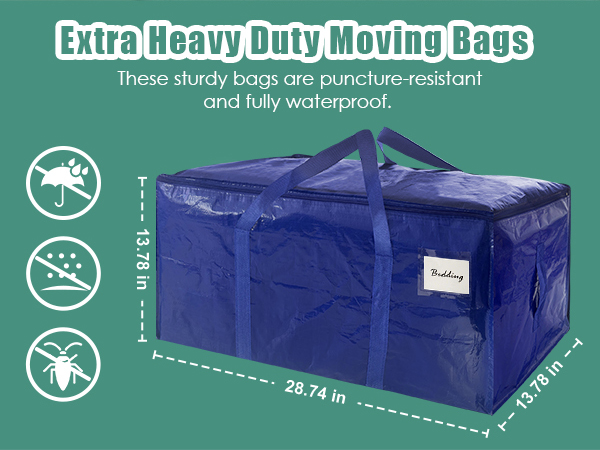 Extra Heavy Duty Large Moving Bags with Strong Zipper &amp;amp; Carrying Handles