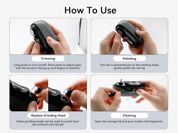 3 in 1 Electric Nail Clipper Rechargeable Nail Trimmer Polisher