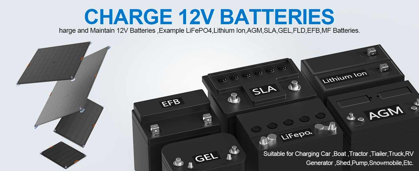 OYMSAE 5W 12V Solar Car Battery Charger Portable Waterproof Solar Power Battery Charger