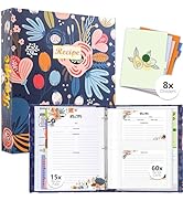 3 Ring Recipe Binder 8.5" x 11" Recipe Book Recipe Binder Kit with 60 Printed Recipe Cards 4'' x ...