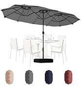 Shintenchi 13FT Large Patio Umbrella with Base Included, Outdoor Double-Sided Rectangular Shade w...
