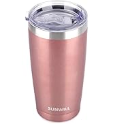 SUNWILL 20oz Tumbler with Lid, Stainless Steel Vacuum Insulated Double Wall Travel Tumbler, Durab...