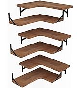 LEOPO Corner Floating Shelves Set of 6, Corner Wood Storage Shelves for Bedroom, Living Room, Kit...