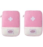 SelHeng 2Pcs Pink - Small First Aid Bag Empty, Empty First Aid Pouch, Mini Portable Medical Bag f...
